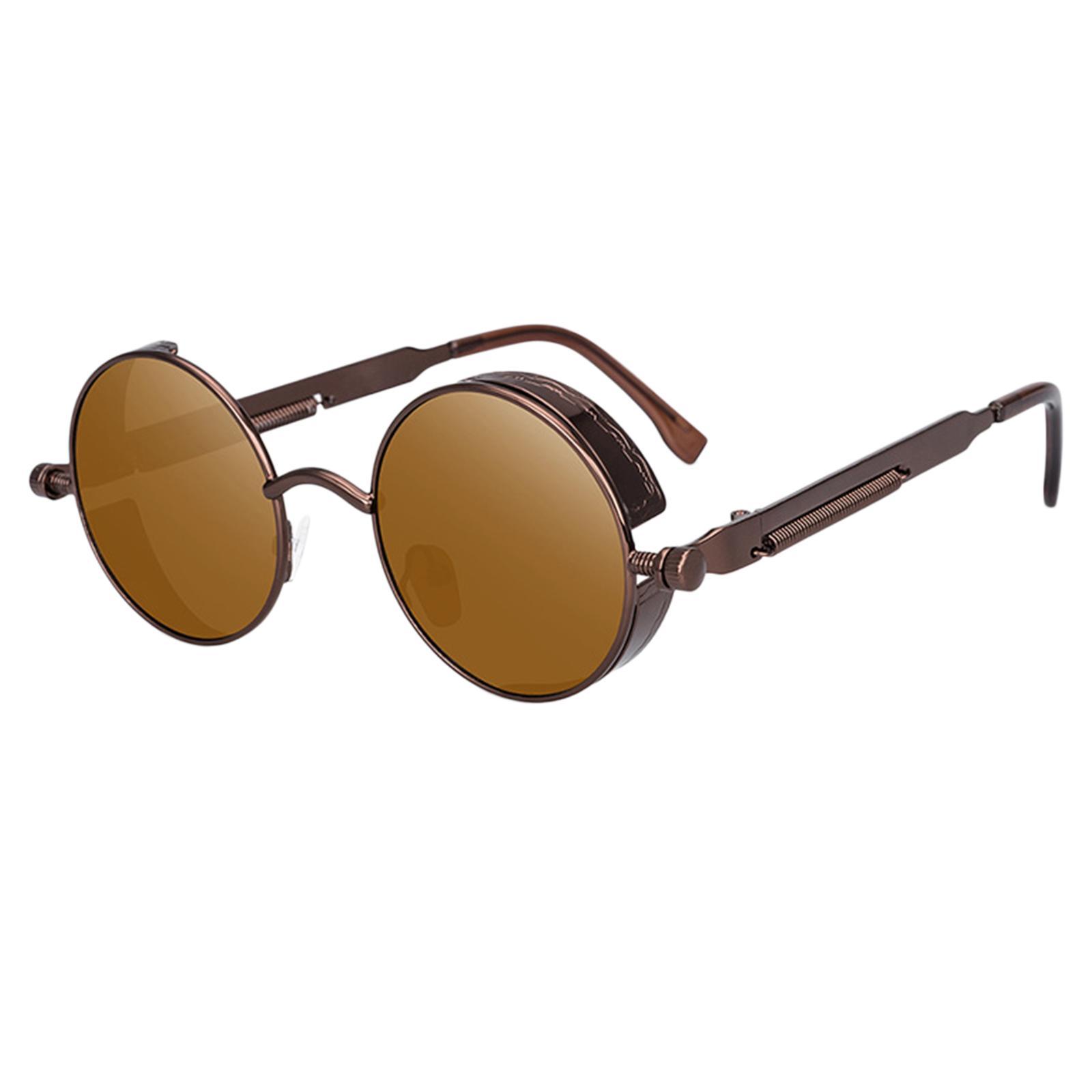 Retro Gothic Circle Round Sunglasses Fashion Goggles Metal Frame Gold Pink