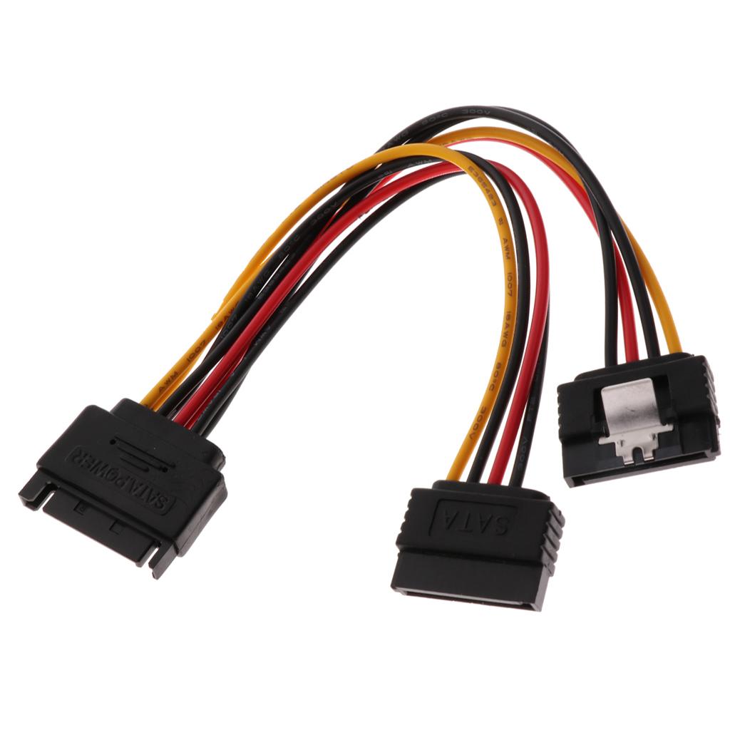 SATA Power Cable SATA 15 Pin Male to 2x Female Splitter Cables Cord