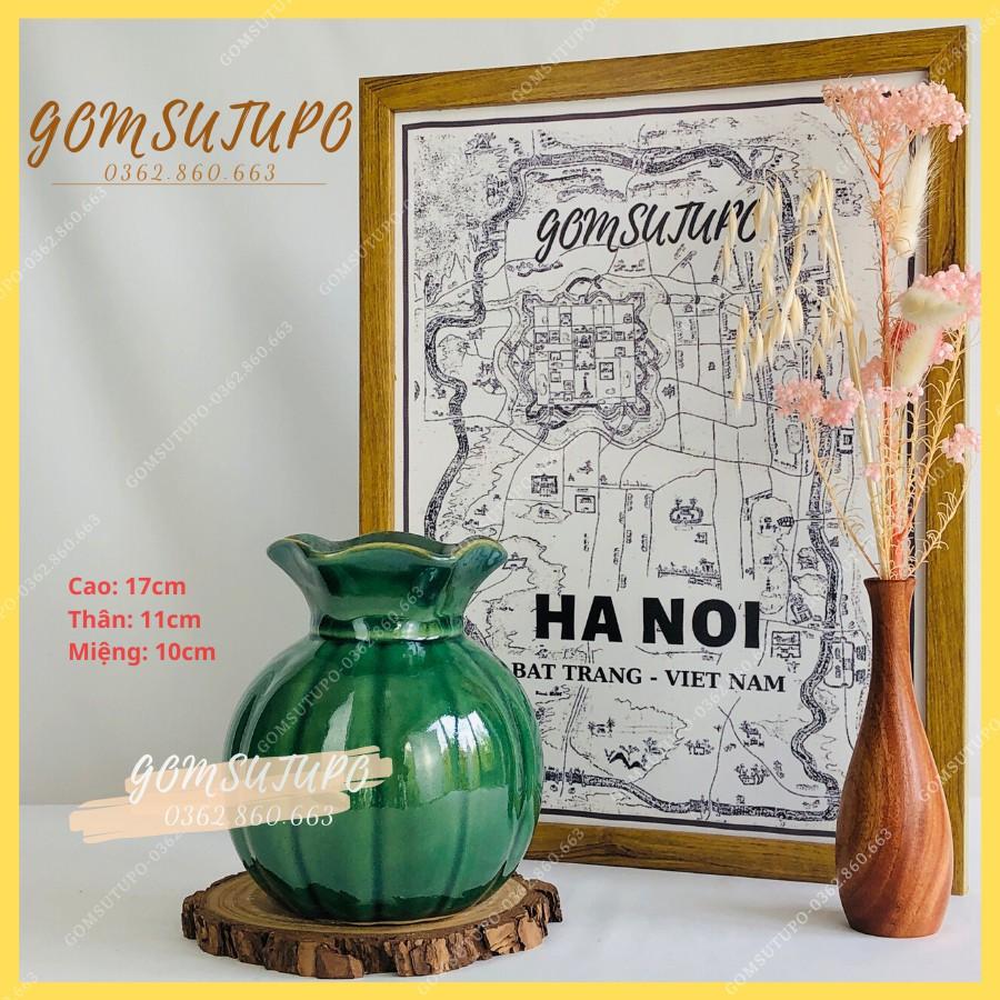 Lọ Hoa Men Hỏa Biến Ngọc Lục Bảo - Gốm Sứ Bát Tràng - Bình Gốm Tranh Trí - Decor Nội Thất