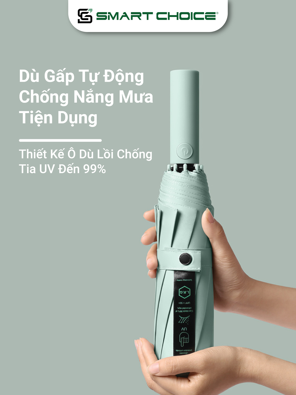 Hình ảnh Ô Tự Động 10 Nan Che Mưa Vinyl SMARTCHOICE Tán Rộng 105cm 7 Màu Cao Cấp, Chính Hãng