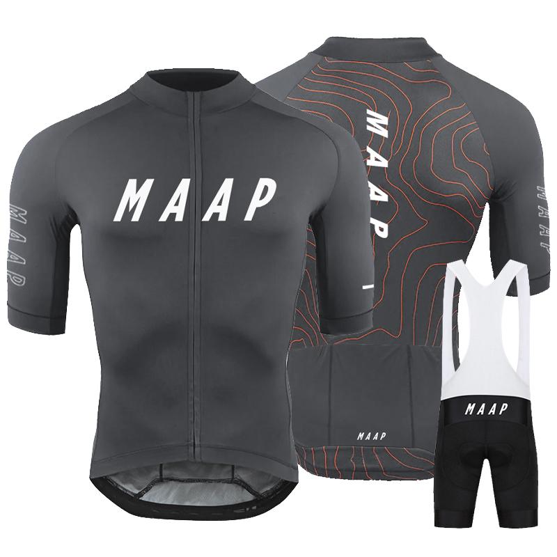 MAAP Đội mới đến ngoài trời Cuộc đua đua xe đạp Đạp xe quần áo Mùa hè nam ngắn tay đua xe ba môn phối hợp Color: cycling set 8 Size: XS