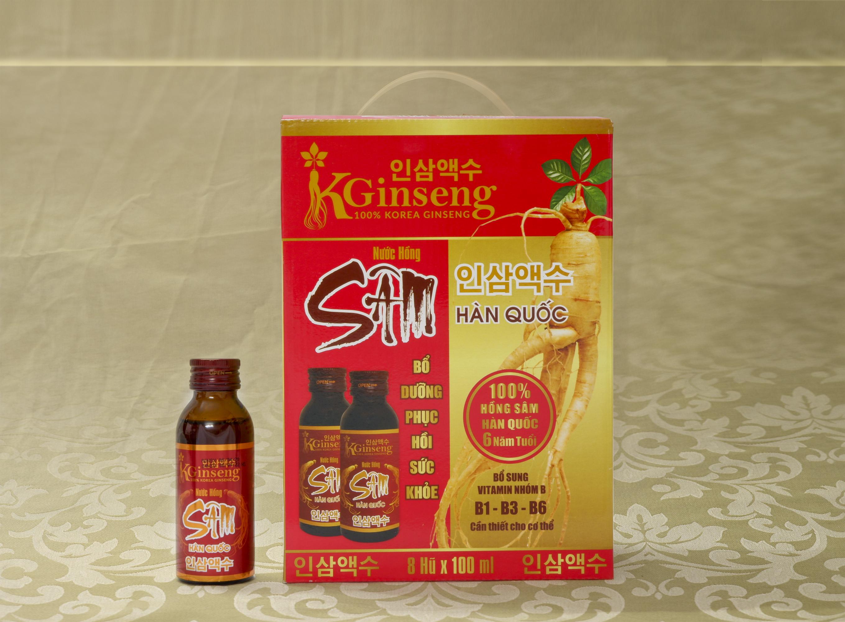 Nước Hồng Sâm 100% Hàn Quốc 6 năm tuổi KGinseng - Hộp 8 lọ x 100ml