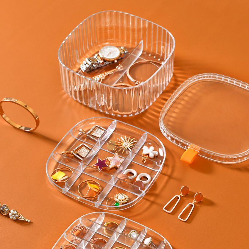 Hộp Đựng Trang Sức, Hộp Đựng Nhẫn, Bông Tai Nhiều Ngăn, Kt 15x15x7.5cm, BH 1 đổi 1
