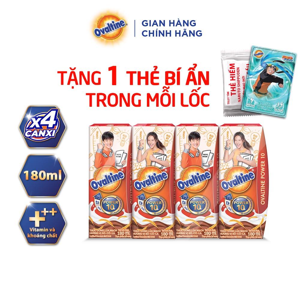 (TẶNG 1 THẺ BÍ ẨN) Thức uống lúa mạch hương vị sô-cô-la Ovaltine PRO công thức mới (180ml x 4)