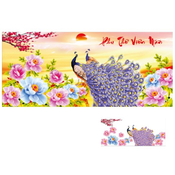 Tranh đính đá Phu thêu viên mãn - khách tự đính