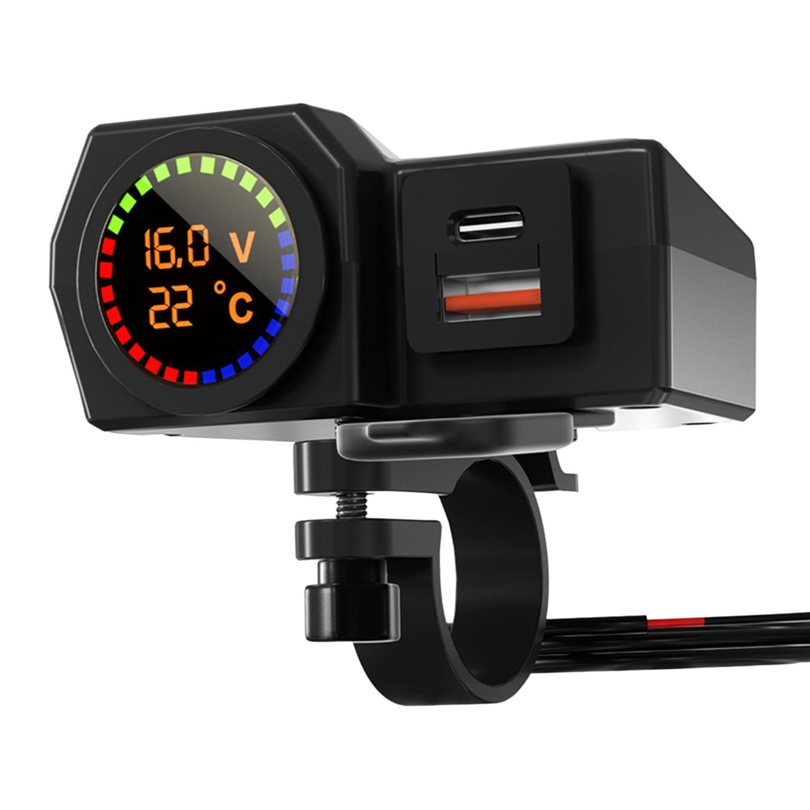 12V-24V Motorcycle USB Phone Charger QC 3.0 Port for Smartphone Cameras