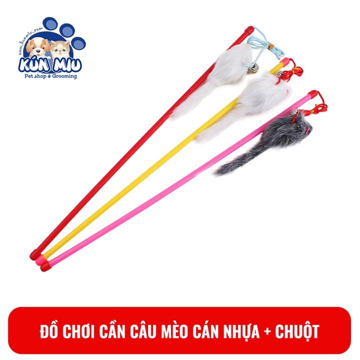 Đồ chơi cho mèo cần câu mèo cán nhựa và chuột Kún Miu nhiều màu sắc (giao hàng siêu nhanh)