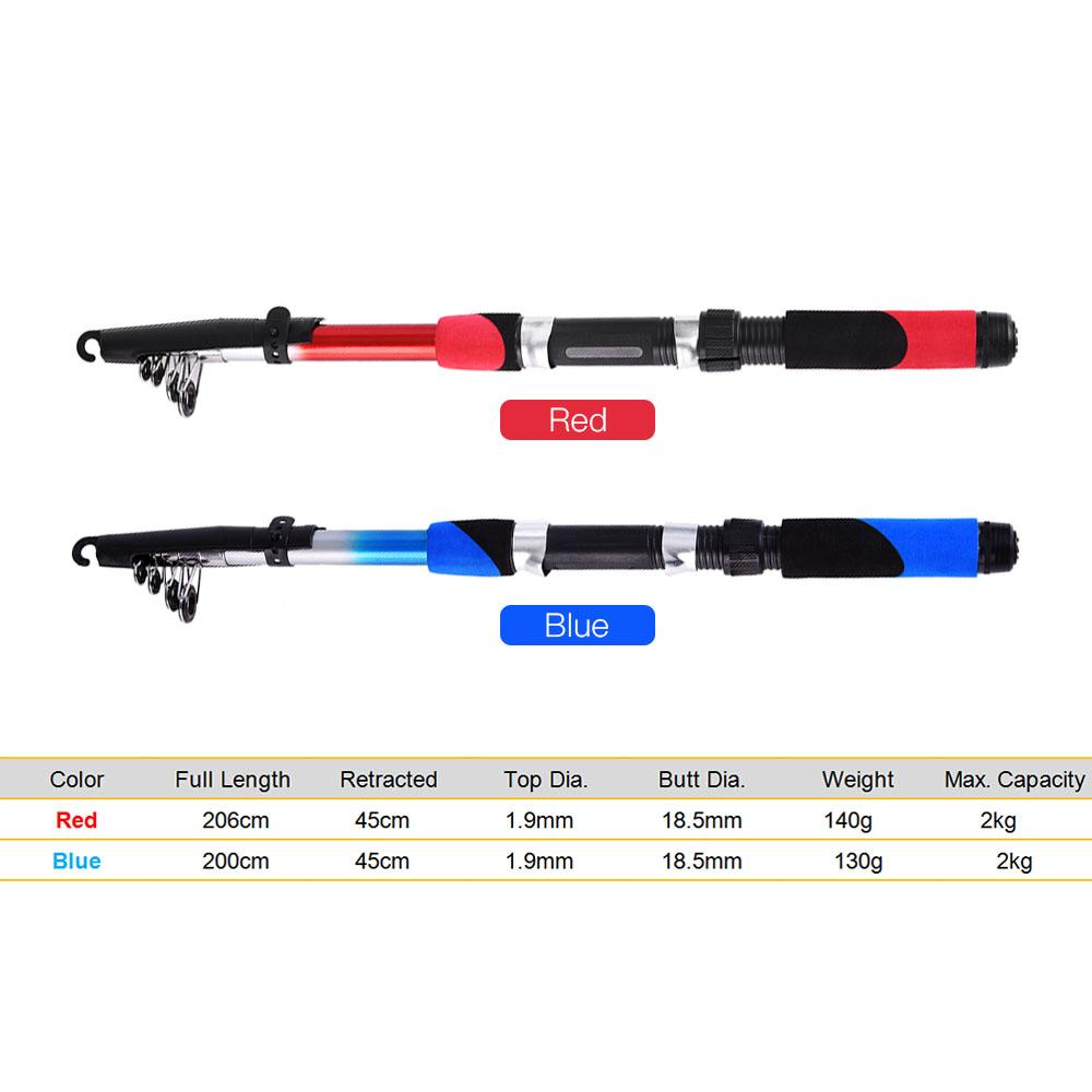 Cần câu cá rút iết kế 6 phần bằng sợi thủy tinh nhẹ, bền 2.1M