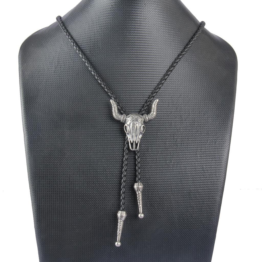 Western Cowboy Bolo Tie Rodeo  Leather Cord Pendant Necklace
