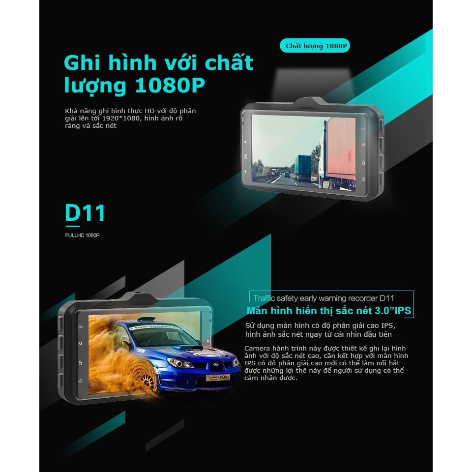 CAMERA hành trình - Thiết bị cảnh báo an toàn Acumen D11 Màn hình 3.0'' IPS, Hình ảnh HD 1080P