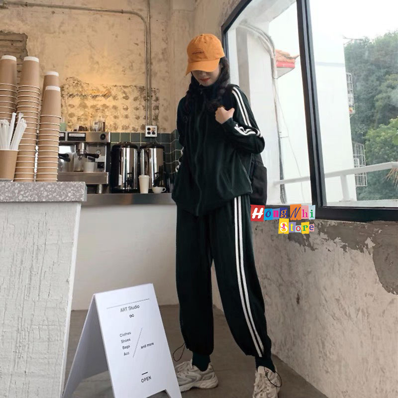 Set Bộ Thể Thao Oversize Ulzzang Unisex Áo Khoác Tay Dài Quần Jogger Dài Màu Đen Cao Cấp - MM