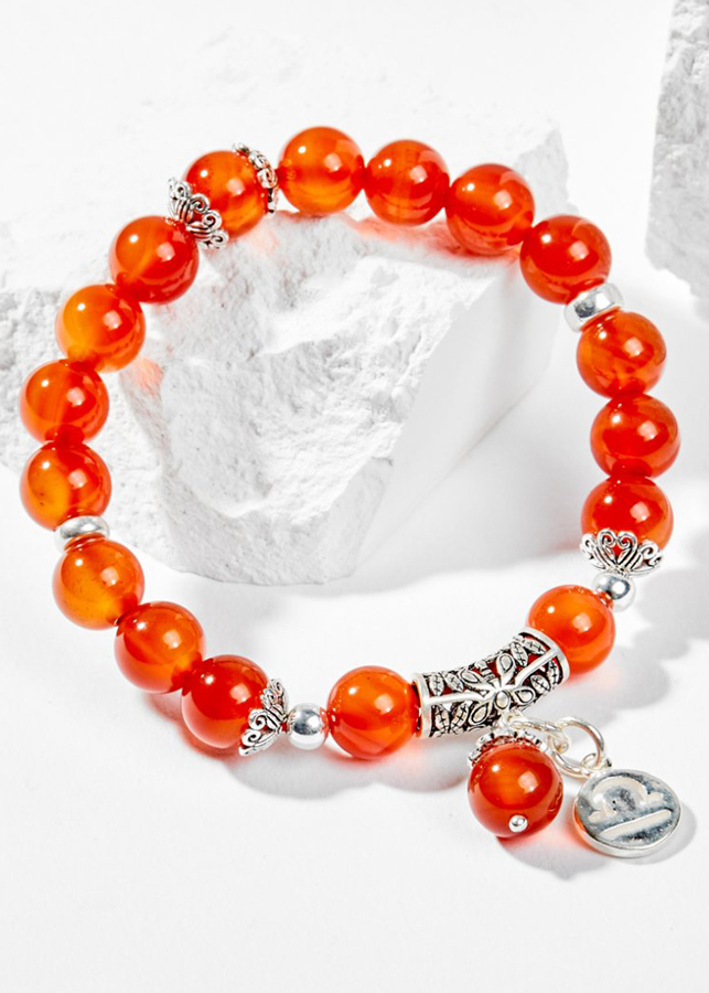 Vòng Tay Phong Thủy Nữ Đá Mã Não Đỏ Phối Charm Cung Hoàng Đạo Thiên Bình  Mệnh Hỏa, Thổ Ngọc Quý Gemstones