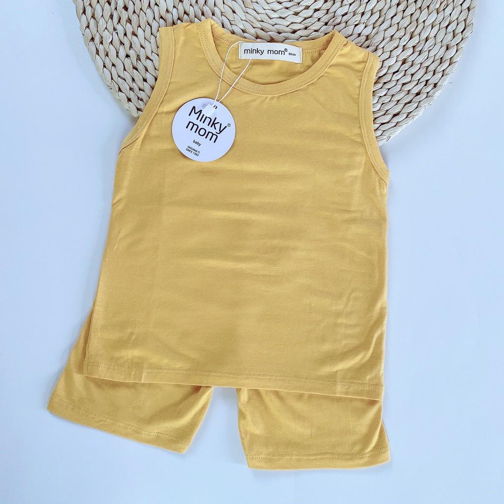 Bộ Ba Lỗ Minky Màu Trơn Thun Lạnh Cho Bé