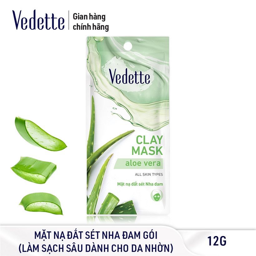 Combo 6 Mặt Nạ Đất Sét Sạch Sâu Dịu Nhẹ Vedette Clay Facial Mask Set Aloe Vera 12gx6