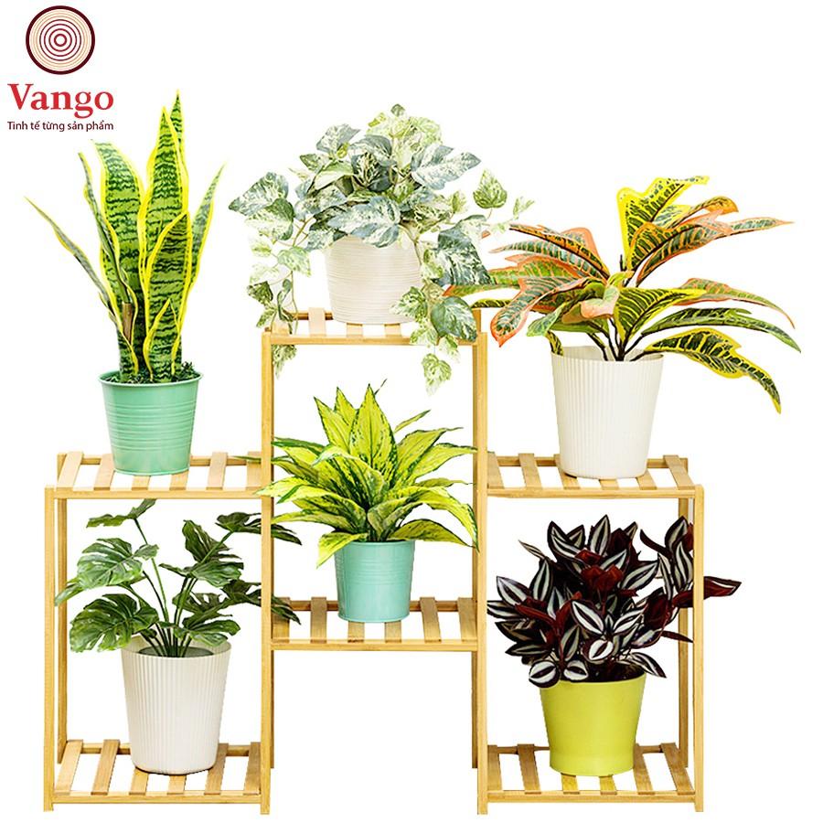 Giá kệ để chậu hoa, cây cảnh, để đồ đa năng bằng gỗ tre tự nhiên Vango V18 sang trọng, hiện đại, sơn phủ bóng chống nước