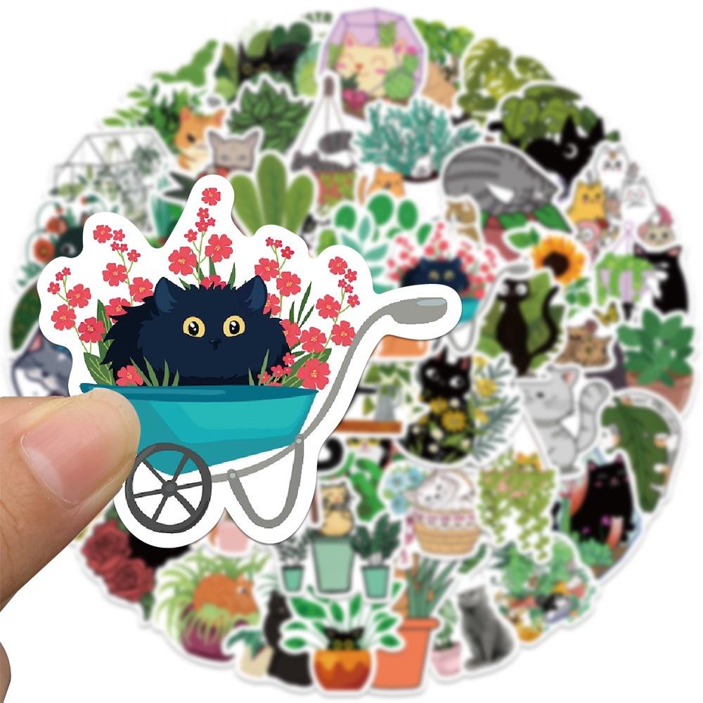 Set 50 Cái STICKER Cat &amp; Tree Chống Thấm Nước Trang Trí Điện Thoại , Laptop , Vali Siêu Cute