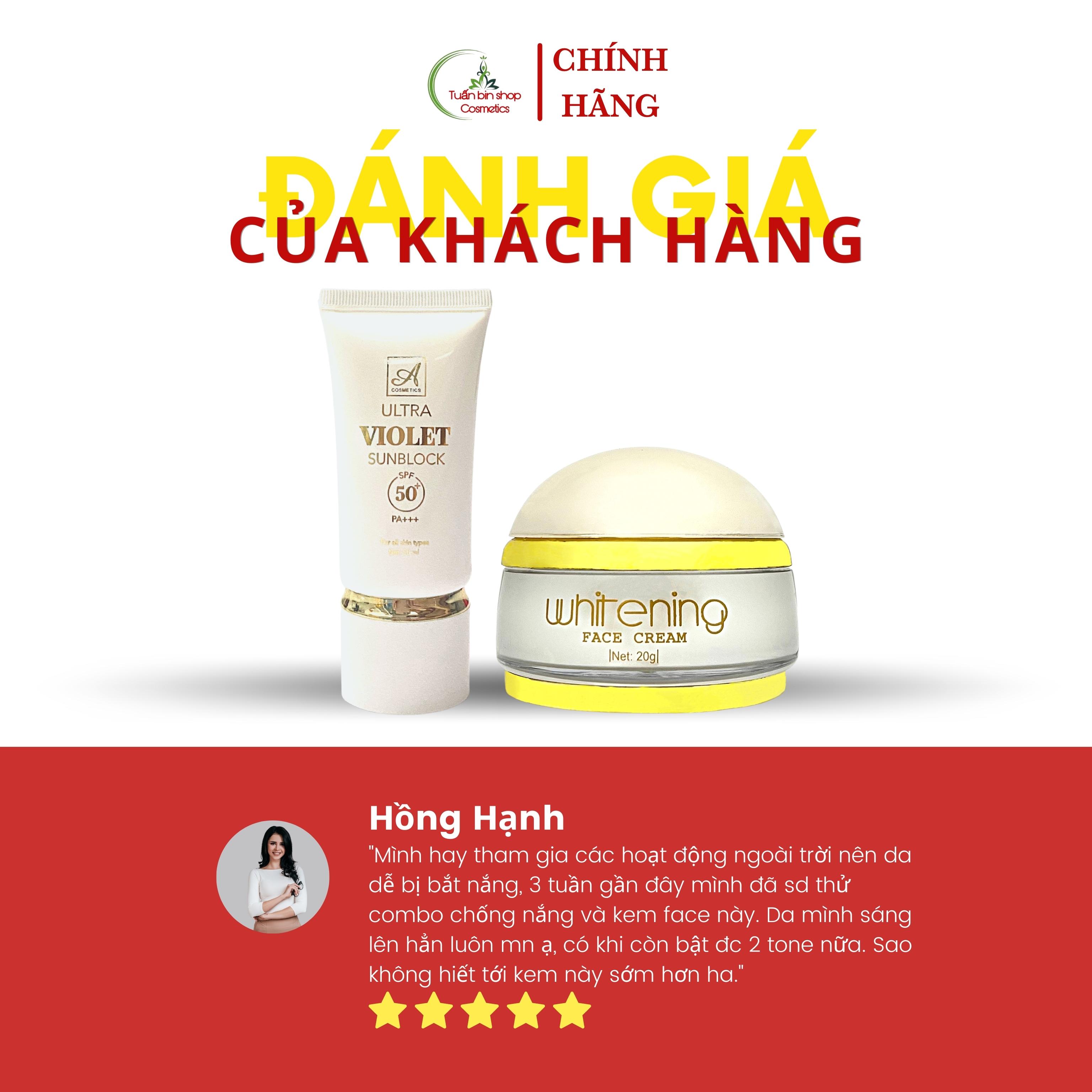 Combo dưỡng trắng da mặt, sáng da Acosmetics, kem face pháp, kem chống nắng nâng tone kiềm dầu ultra violet 70g