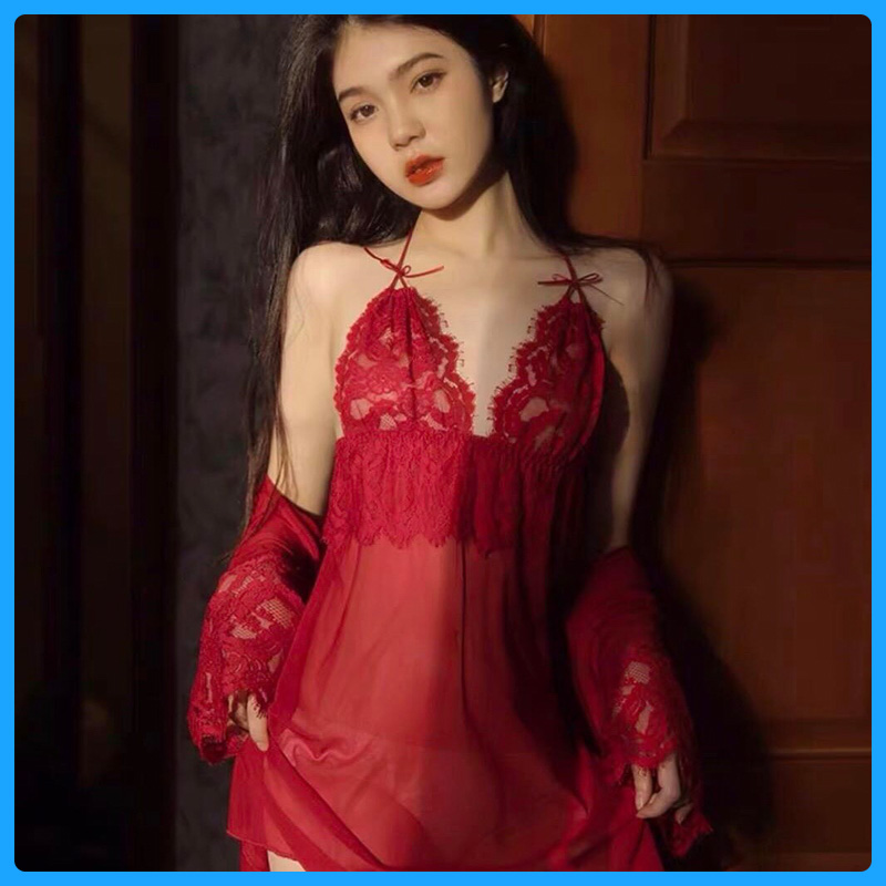 Set đầm ngủ kèm áo choàng xuyên thấu sexy BT4229 - Váy ngủ sexy - Đồ ngủ nữ