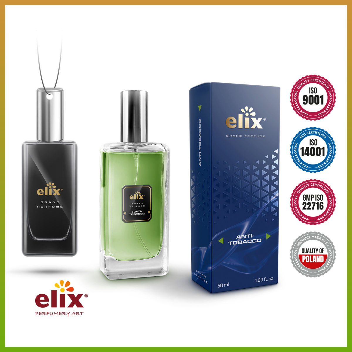 Nước hoa xịt ô tô Grand Perfume Elix 50ml - Anti-Tobacco (khử mùi iệu quả)