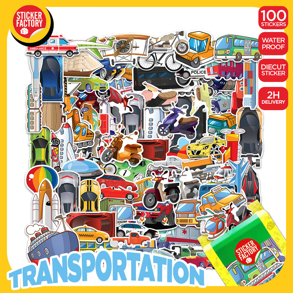 Transportation for Kids - Set 100 sticker decal hình dán dễ thương - STICKER FACTORY