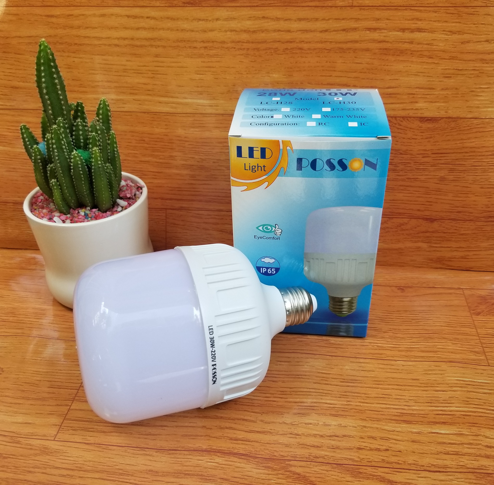 10 Bóng đèn Led trụ 30w bup trụ T100 siêu sáng tiết kiệm điện thân kín chống nước mưa Posson LC-30x