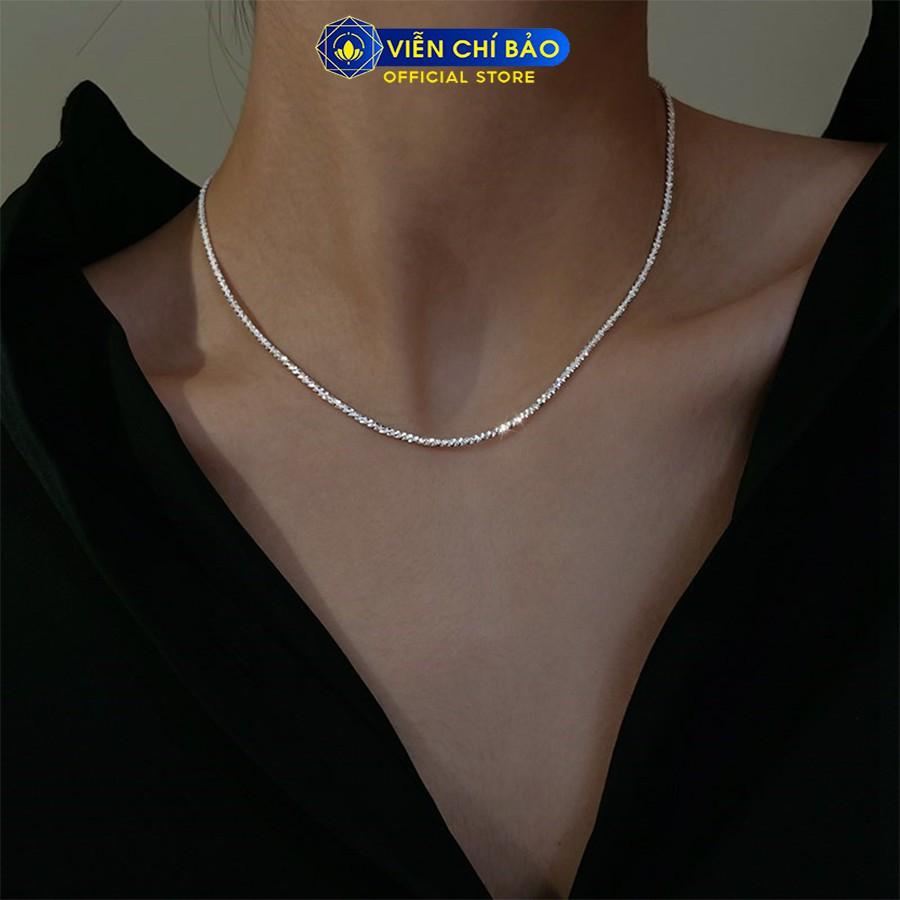 Dây chuyền bạc nữ lấp lánh, vòng cổ bạc xoắn óng ánh bạc S925 thời trang phụ kiện trang sức nữ Viễn Chí Bảo D400054