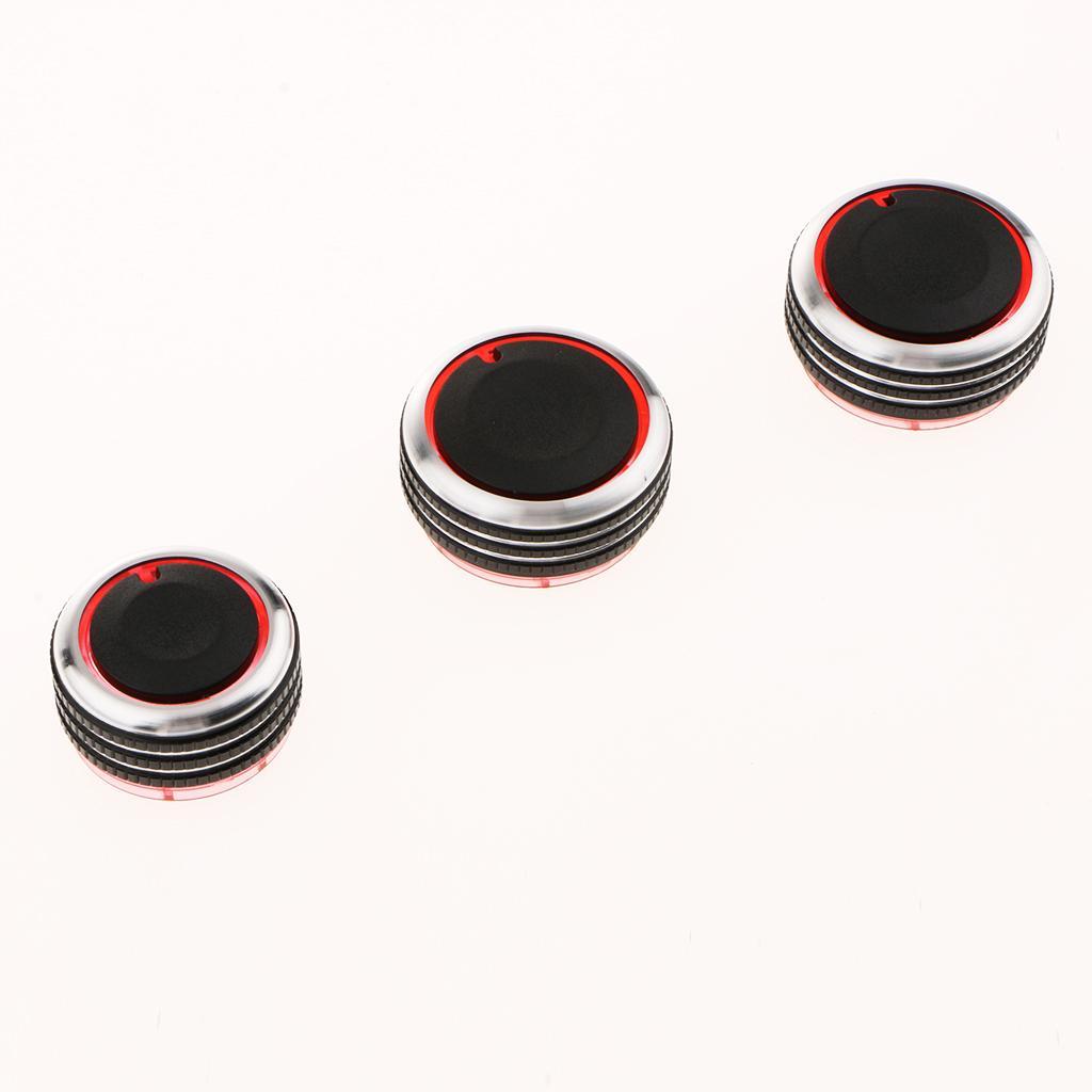 3 Pieces Car Interior AC Panel Control Switch Knob for 2002-2016 VW Polo Black/Red/Blue