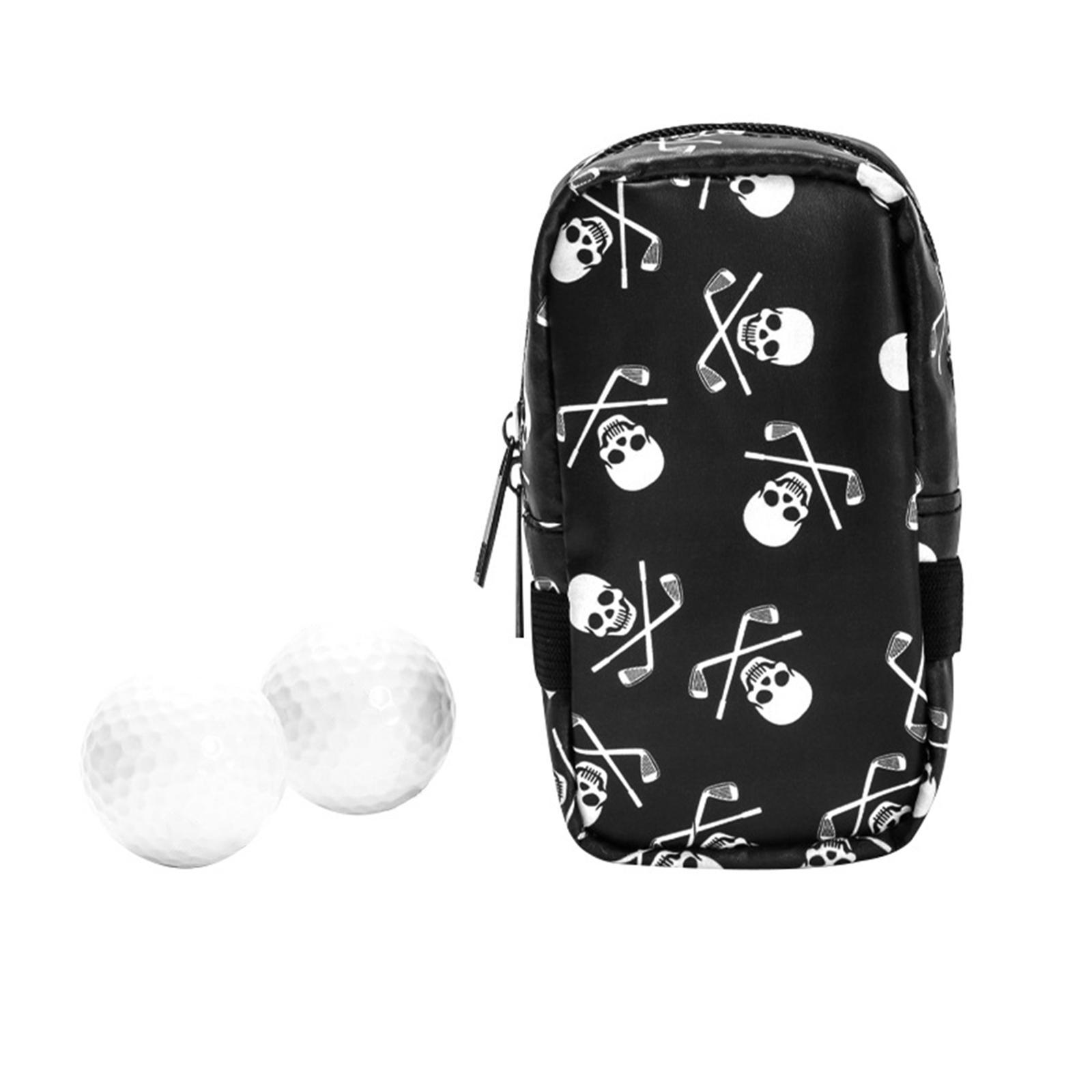 Mini PU Golf Ball Storage Bag Holder Case with Tee Position Zipper Training