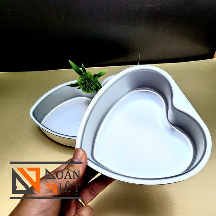 1 Khuôn Bánh hình TIM bằng nhôm ĐÚC NGUYÊN KHỐI Cao Cấp - Hình Trái Tim 15cm. Khuôn bánh bông lan, rau câu, nhấn xôi CHUYÊN NGHIỆP