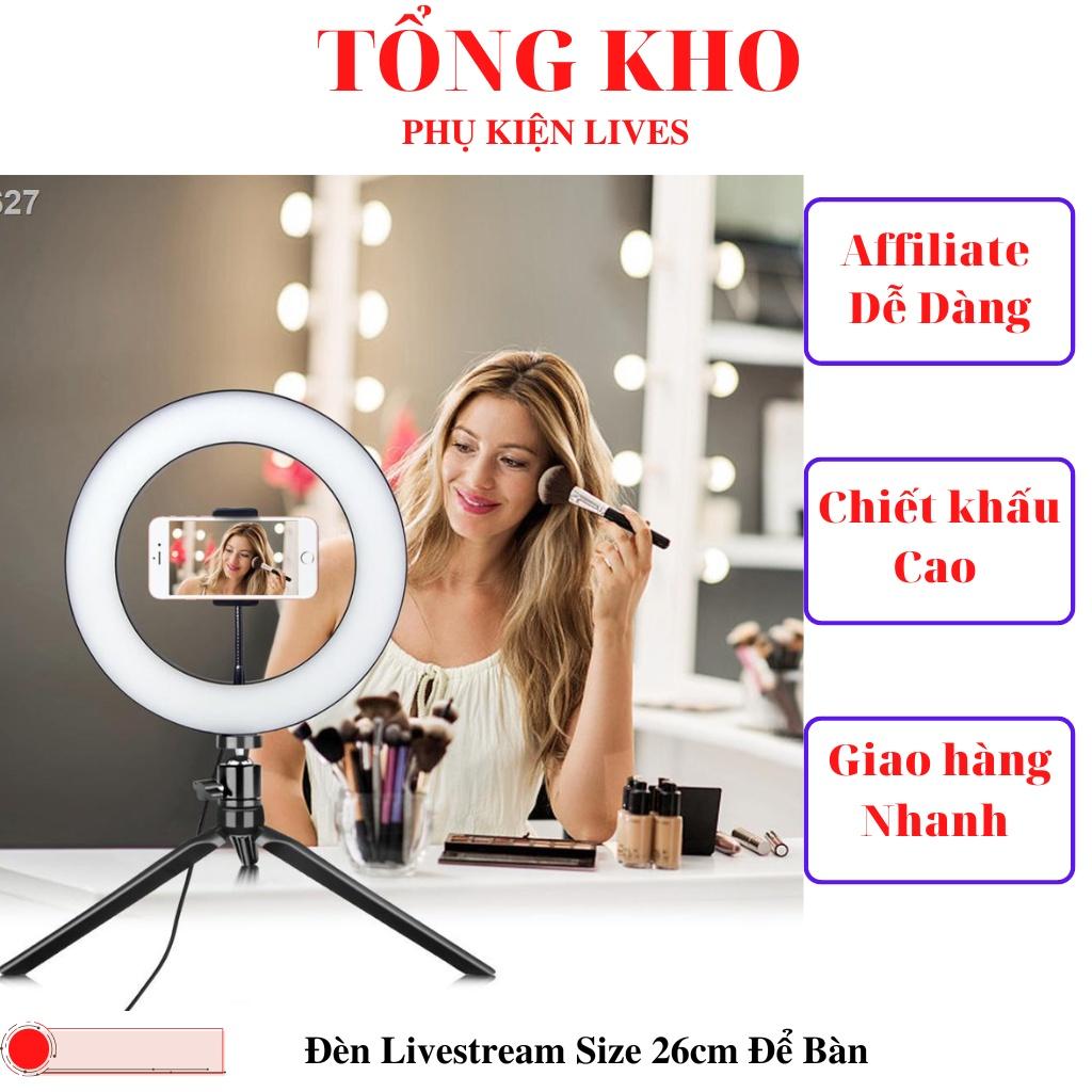 Đèn Livestream để bàn Size 26cm hỗ trợ Make Up Trang Điểm, Chụp Ảnh Sản Phẩm, Bán Hàng Online