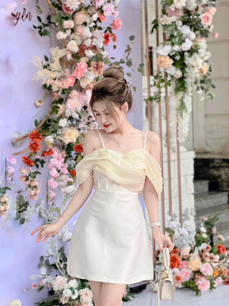 ĐẦM XÒE DÂY ĐÍNH NGỌC PHỐI VOAN 13578