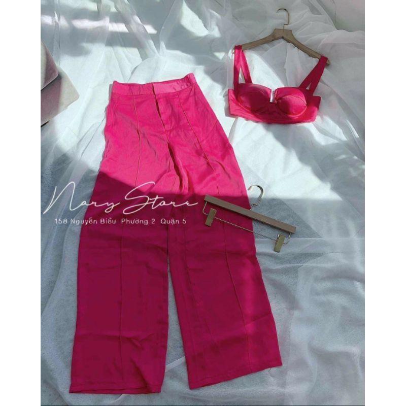 Sét áo croptop 2 dây quần suông