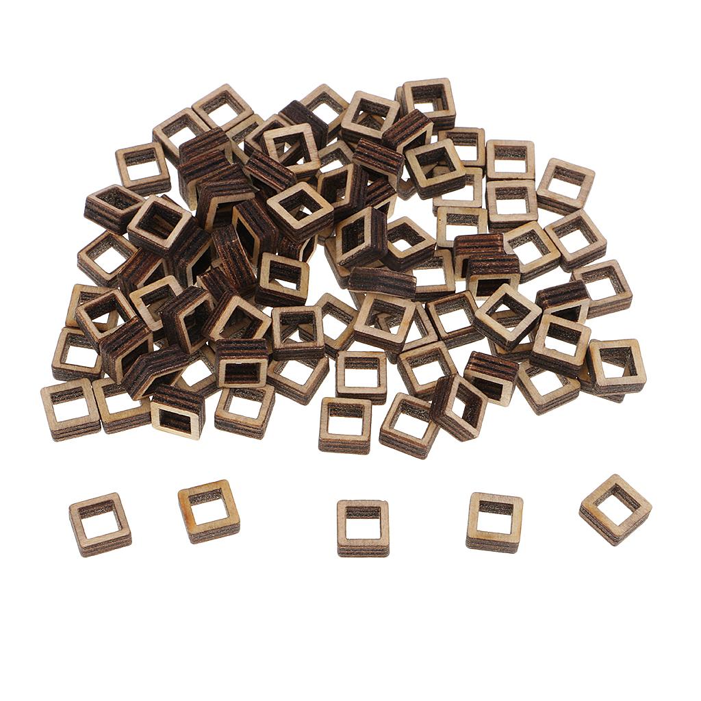 Unfinished Wood Hollow Square Wooden Pieces for Woodcraft Model Making Craft DIY Christmas Wooden Ornament
