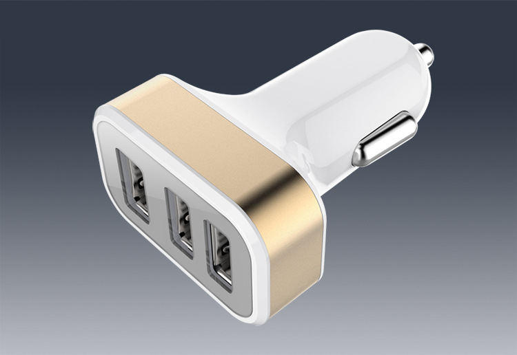 Củ sạc trên ô tô hợp kim nhôm 4.1A thông minh bộ sạc điện thoại với 3 đầu USB dung lượng lớn