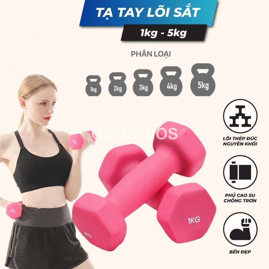 Tạ Tập Tay, tạ tay lõi sắt bọc cao su, tạ tập tay cao su 1kg 2kg 3kg 4kg 5kg (hàng nhập khẩu),  lõi gang đặc bọc cao su tập gym, yoga DODODIOS