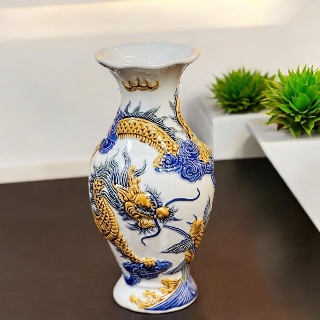 Bộ đồ thờ đắp nổi rạn xanh RỒNG VIỆT, hàng kỹ tinh xảo, Bộ đồ sứ thờ thần tài, đồ thờ gia tiên
