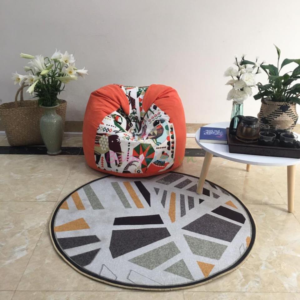 Ghế xốp size S, thú cam, canvas mix, có xốp