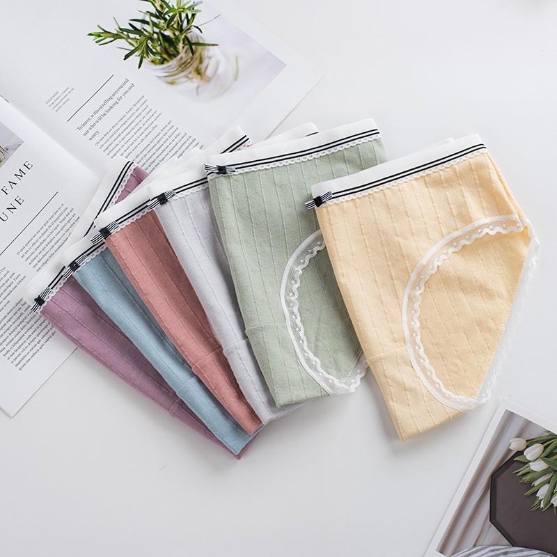 Quần lót cotton đính nơ viền ren