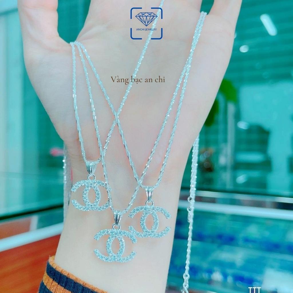 Dây chuyền bạc nữ kèm mặt hình chữ X đính đá trẻ trung thanh lịch, trang sức Anchi jewelry