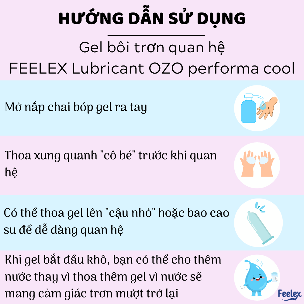 Gel bôi trơn OZO Feelex Lubricant Cool mát lạnh, gấp đôi độ trơn - Lọ 250ml