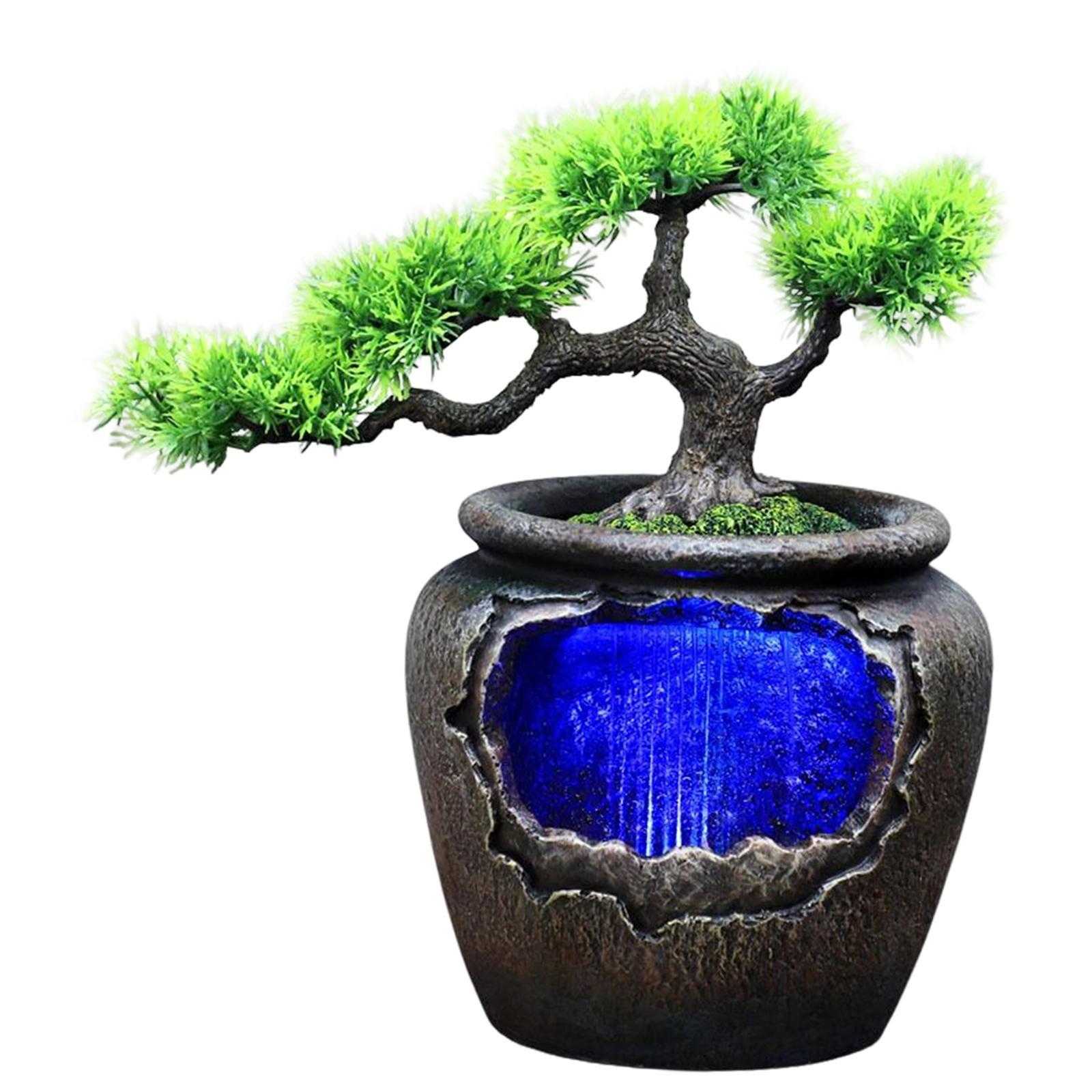 Indoor Relaxation Desktop Fountain Waterfall, Meditation Waterfall with Automatic Pump, Illuminated Waterfall for Bedroom Desk Decor