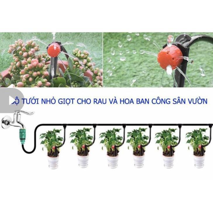 Bộ kit tưới nhỏ giọt tiết kiệm gồm 20 béc tưới 8 tia điểu chỉnh được thành nhỏ giọt