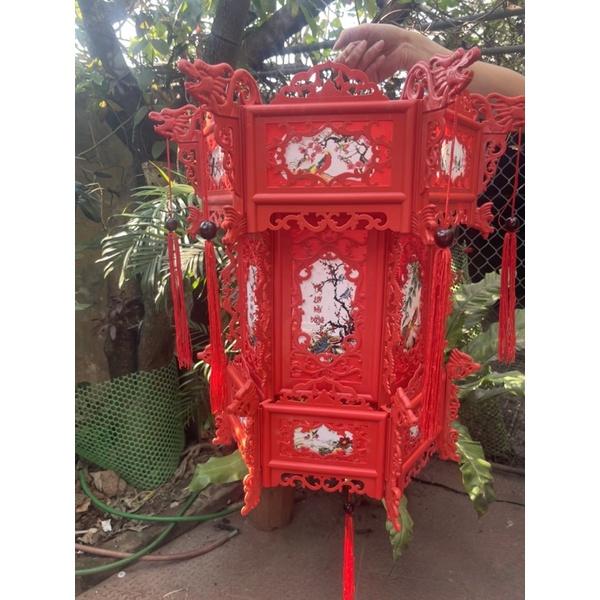 Đèn lồng đỏ nhựa treo tết tặng đui lâp bóng chiếu sáng