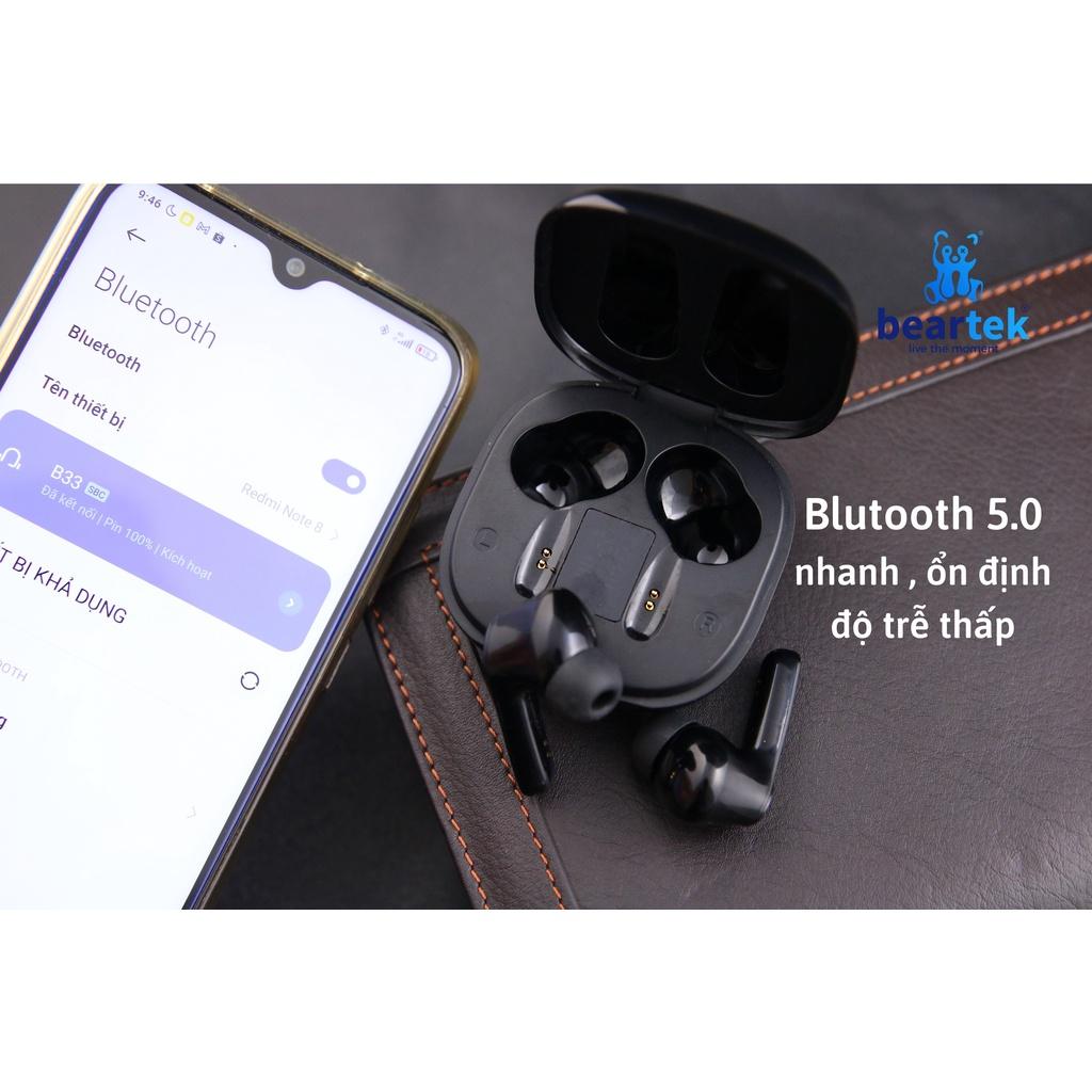 Tai nghe Bluetooth Không dây Beartek Bearbuds B33 True Wireless có định vị, chạm cảm ứng, cửa sổ kết nối - Hàng chính hãng