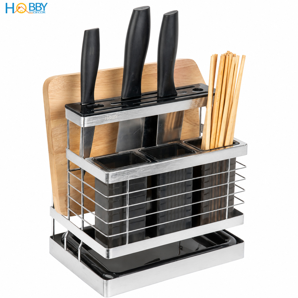 Kệ đựng đũa muỗng dao thớt đa năng inox 304 Hobby home decor KDMT
