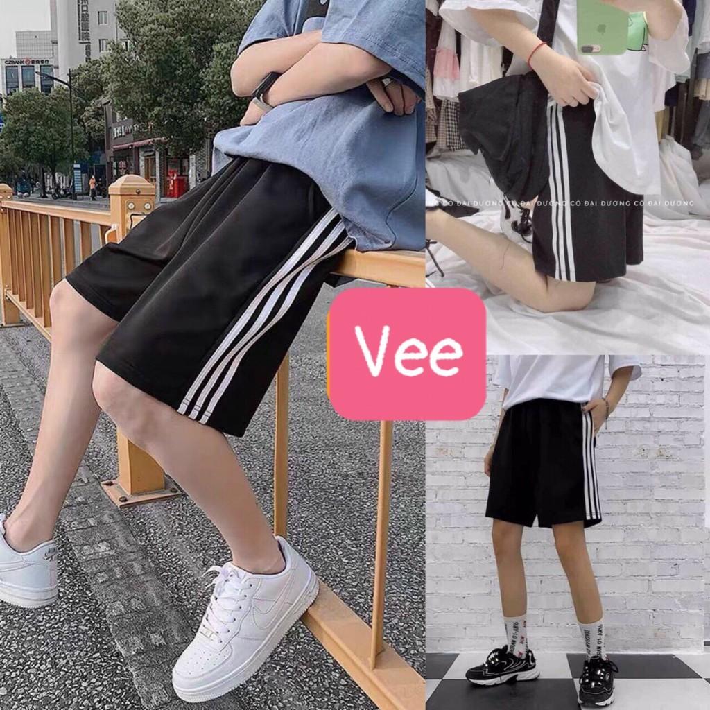Quần short lửng 2 sọc thời trang nam Quần đùi thể thao, tập gym dáng suông phong cách ulzzang