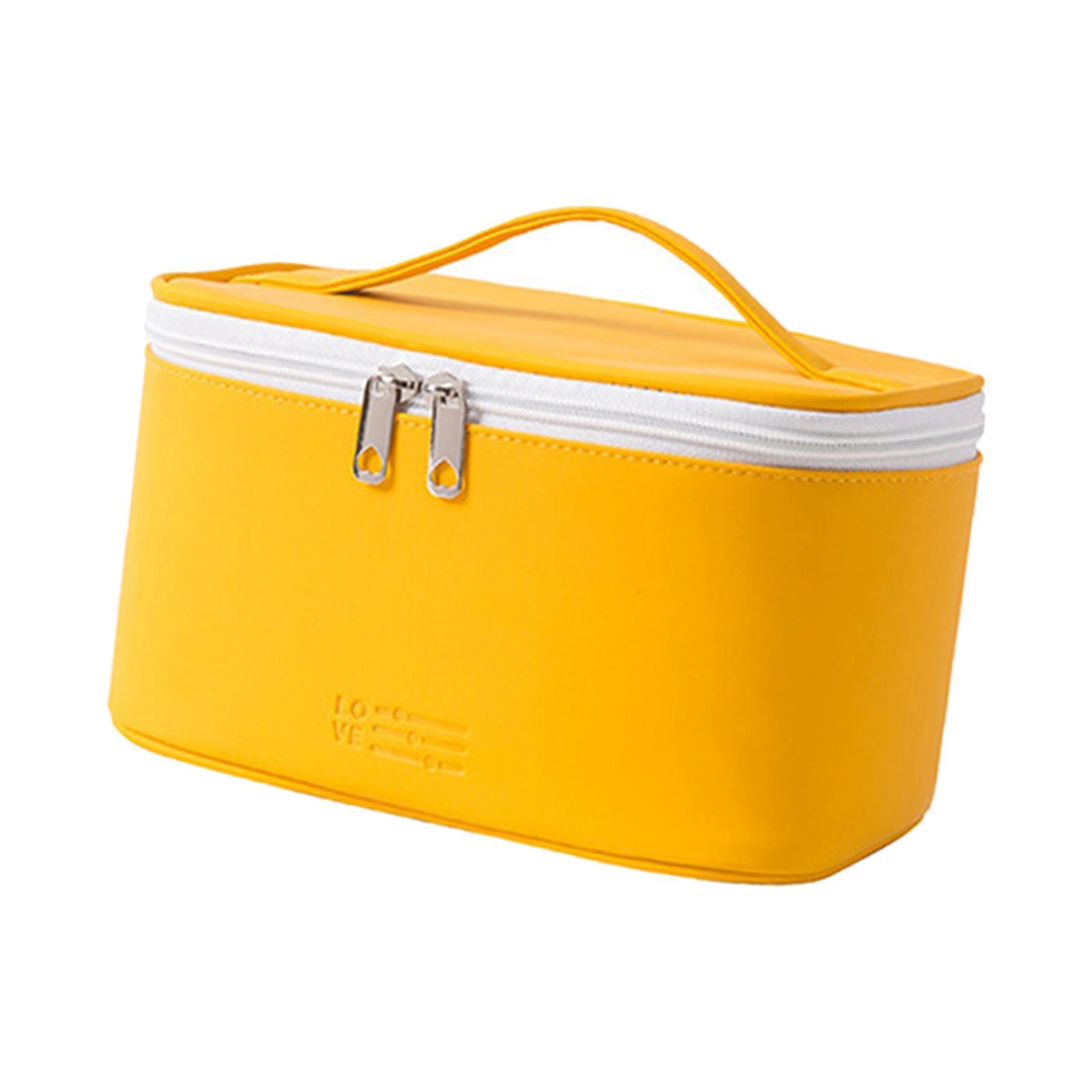 Makeup Bag Portable Storage Case Pouch Large Capacity for Makeup Brushes Yellow