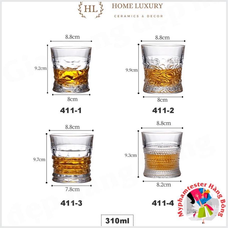 BỘ 6 LY TT phục vụ WHISKY | CỐC thủy tinh trong thời thượng | Ly uống rượu mạnh 310ml miệng loe , đồ gia dụ