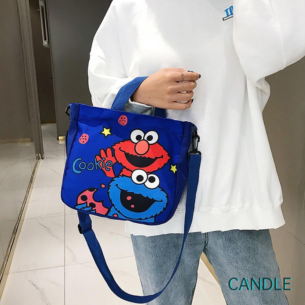 Túi Vải Canvas Đeo Chéo Họa Tiết Hoạt Hình Xinh Xắn Cho Nữ