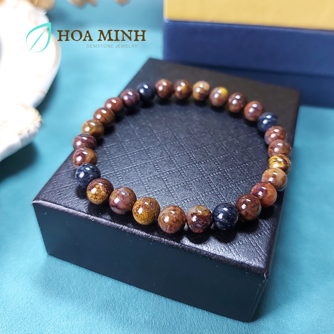 Vòng tay đá Pietersite "Giông Bão" thiên nhiên size 7 li hợp mệnh Thủy Mộc